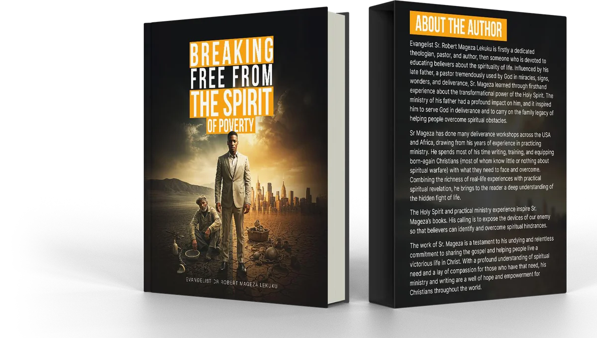 Inspirational book cover design for Breaking Free from the Spirit of Poverty as 3D book mockups