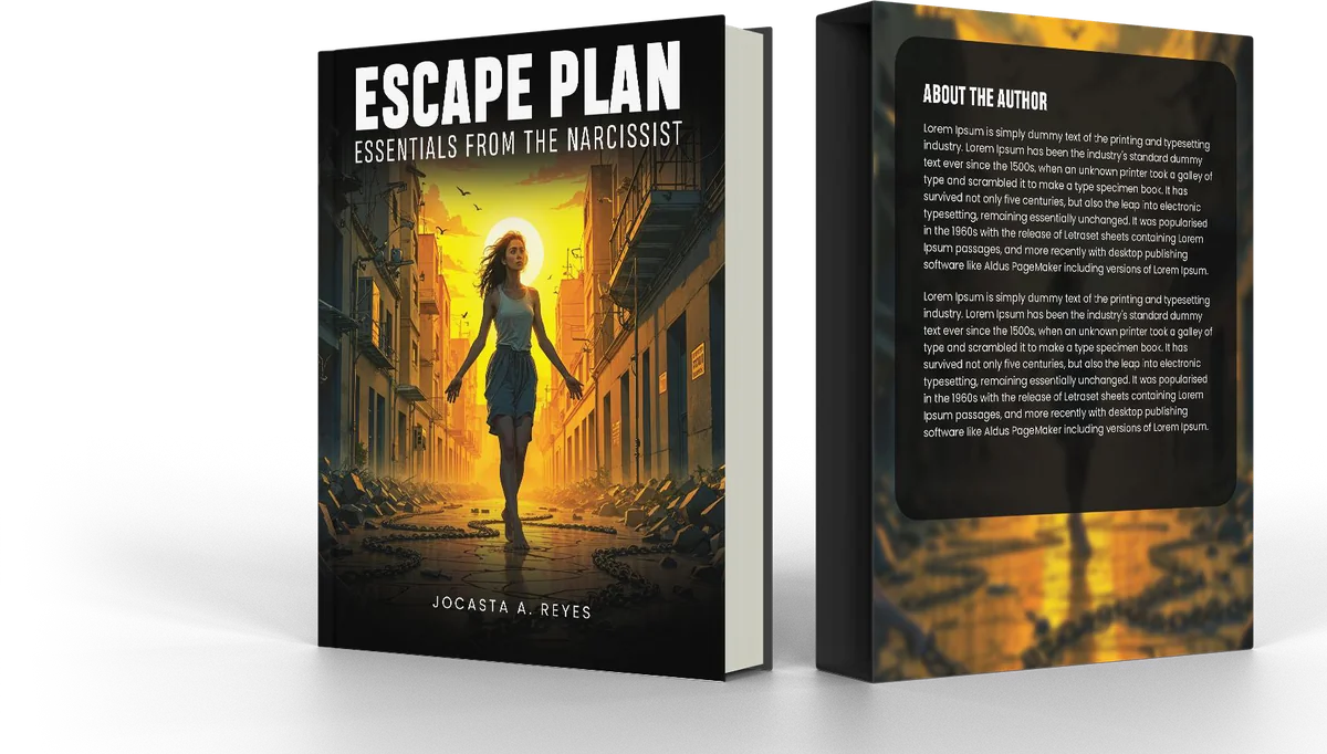 Personal development book cover design for Escape Plan Essentials from the Narcissist in 3D mockups